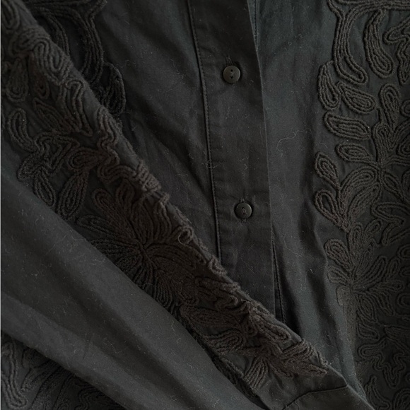 MASSIMO DUTTI 100% Cotton Poplin Shirt With Embroidered Detail In Schwarz - Picture 3 of 8